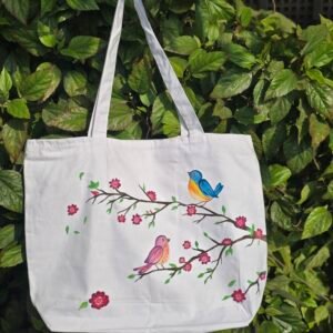Painted Large Size White Tote Bag